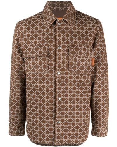 Sandro Monogram-jacquard Cotton Shirt Jacket - Brown