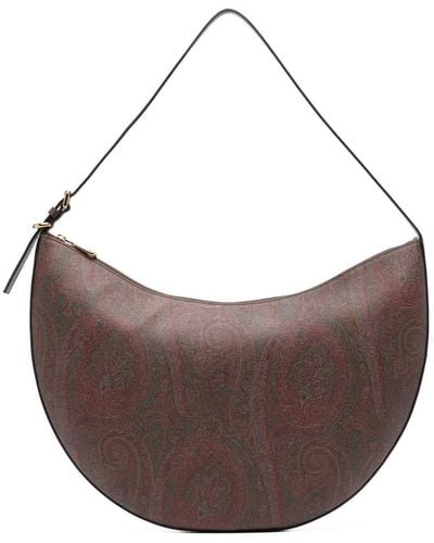 Etro Large Essential Leather Shoulder Bag - Brown