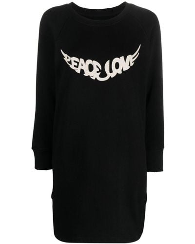 Zadig & Voltaire Diaz Peace & Love Mini Dress - Black