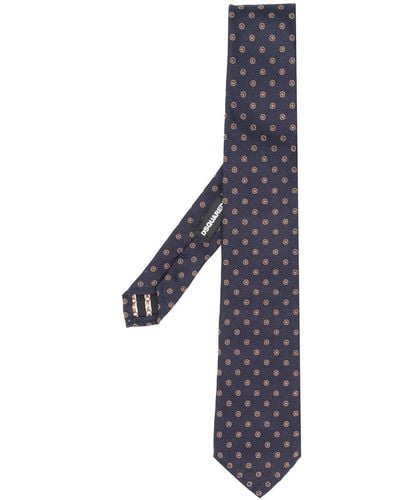 DSquared² Floral Embroidered Tie - Blue