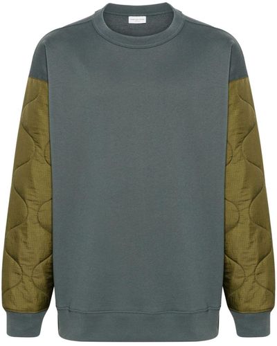 Dries Van Noten Quilted-sleeves Jersey Sweatshirt - Green