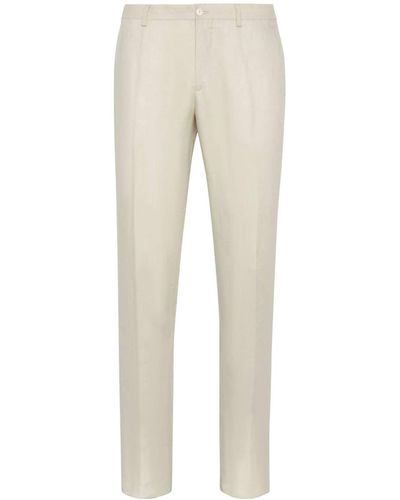 Philipp Plein Linen Tailored Trousers - Natural