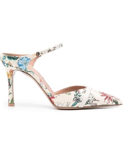 Malone Souliers Uma 90mm Floral Mules - White