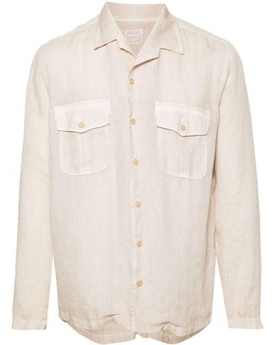 120% Lino Notched-collar Linen Shirt - Natural