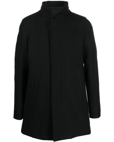 Herno Single-breasted Fitted Coat - Black
