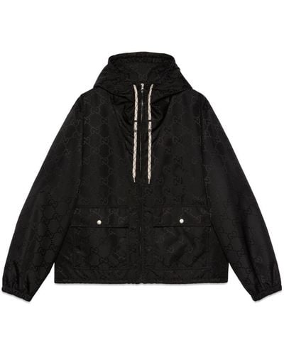 Gucci GG-jacquard Hooded Jacket - Black
