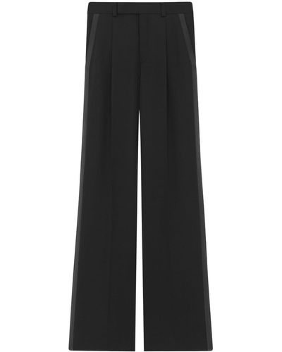 Saint Laurent Satin-stripe Flared Trousers - Black