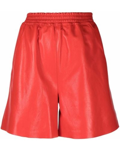 DESA NINETEENSEVENTYTWO Elasticated Leather Shorts - Red