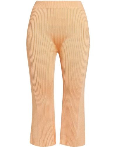 Jil Sander Ribbed-panel Cropped Trousers - Natural