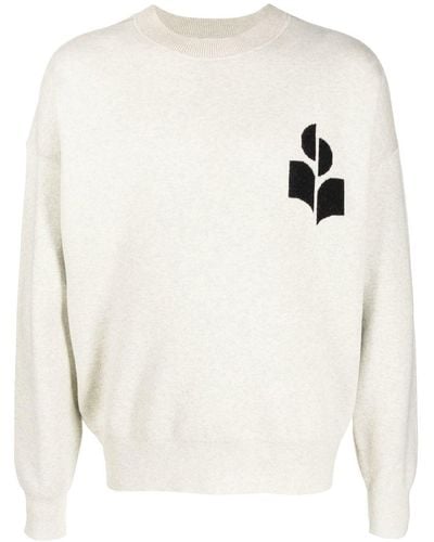 Isabel Marant Intarsien-Pullover mit Logo - Weiß