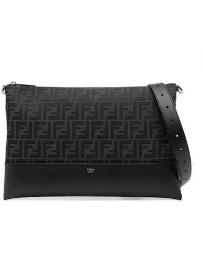 Fendi Ff Pattern Shoulder Bag - Black