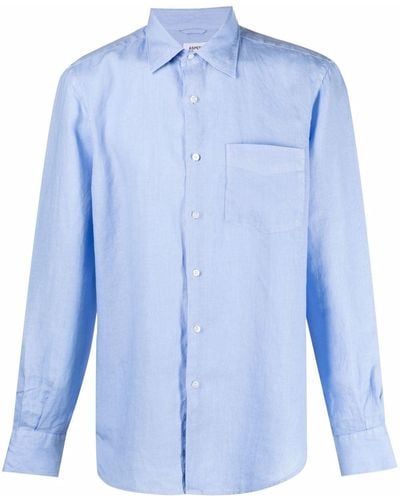 Aspesi Pointed-collar Long-sleeved Shirt - Blue