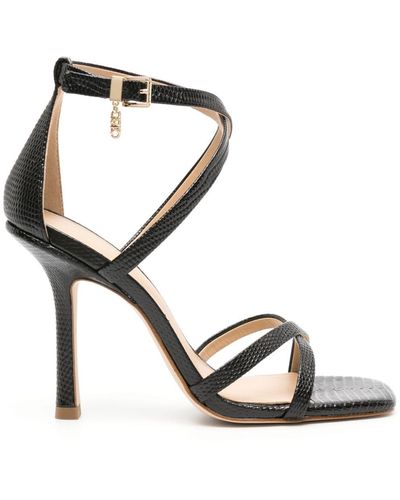 MICHAEL Michael Kors Celia Sandals In Black Leather - Metallic