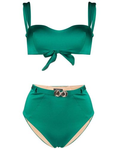Noire Swimwear Seashell-charm Bikini Set - Green