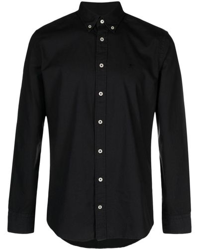 Hackett Logo-embroidered Cotton Shirt - Black
