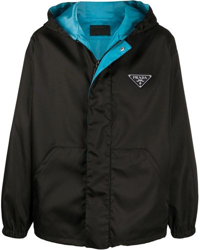 Prada Chaqueta con placa del logo - Negro