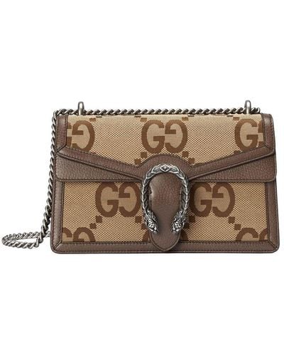 Gucci Neutral Dionysus Small Leather Shoulder Bag - Women's - Canvas/leather - Brown