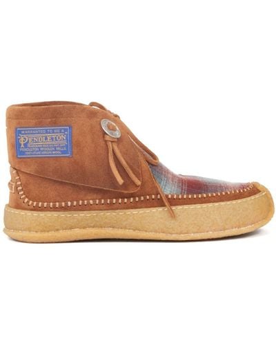 Maison Margiela Pendleton Leather Boat Shoes - Brown