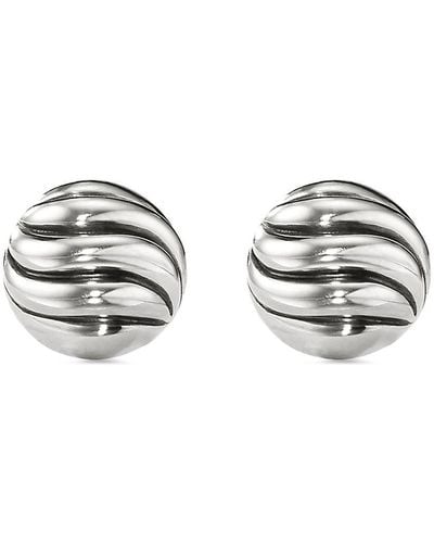 David Yurman Sterling Silver Sculpted Cable Stud Earrings - White