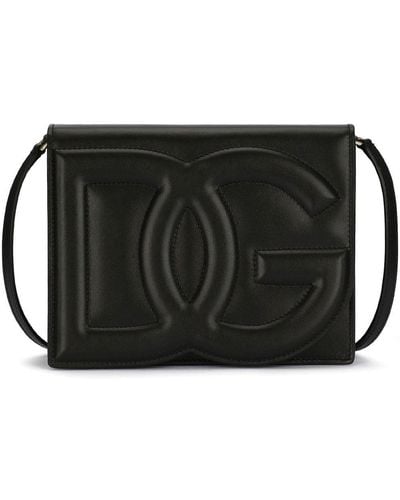 Dolce & Gabbana Leren Crossbodytas Met Dg Logo - Zwart