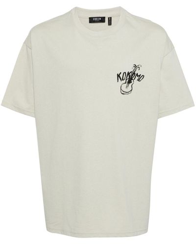 FIVE CM T-shirt en coton à imprimé graphique - Blanc