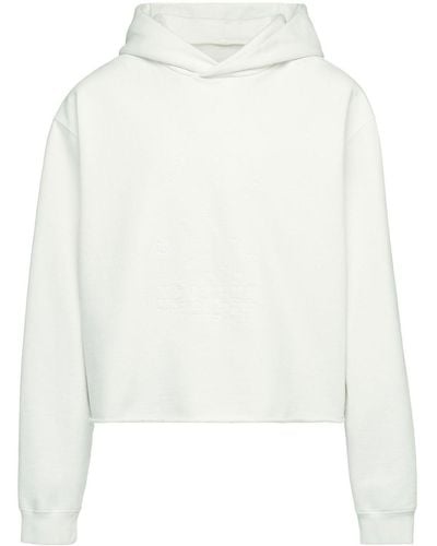 Maison Margiela Long Sleeve Hooded Sweatshirt In Cotton - White