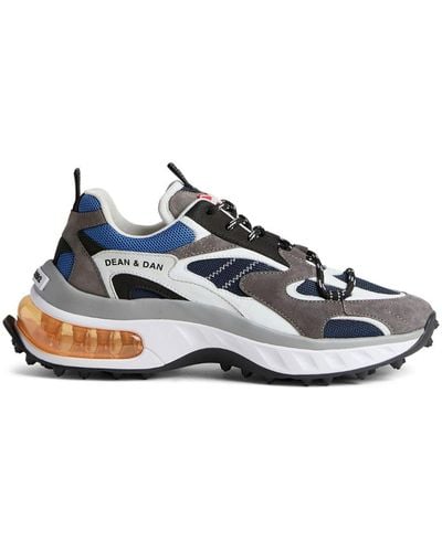 DSquared² Logo-embellished Panelled Sneakers - Blauw