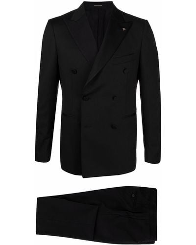 Tagliatore Fitted Double-breasted Suit - Black