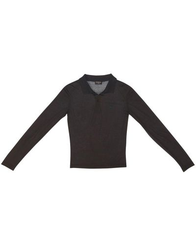 Balenciaga Logo-embroidered Semi-sheer Polo Shirt - Black