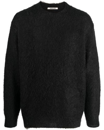 AURALEE Fleece Crew-neck Sweater - Black