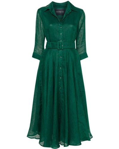 Samantha Sung Aster Linen Midi Dress - Green