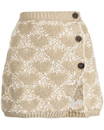 Marco Rambaldi Heart-motif Knitted Skirt - Natural