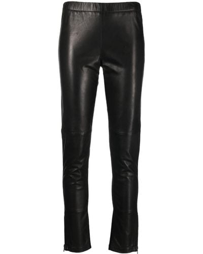 P.A.R.O.S.H. Zip-ankles Leather Trousers - Black