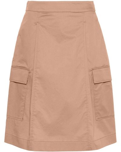 Peserico High-waist Poplin Midi Skirt - Natural