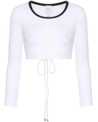 Patou Fine-ribbed Cropped Top - White