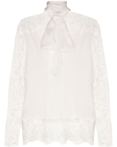 Faith Connexion Blouse en dentelle à col lavallière - Blanc