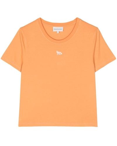 Maison Kitsuné Katoenen T-shirt Met Print - Oranje