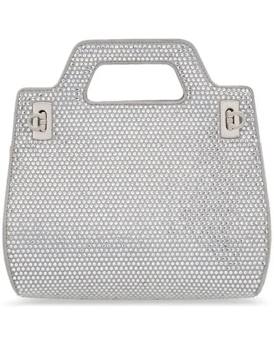 Ferragamo Mini-Tasche mit Kristallen - Grau