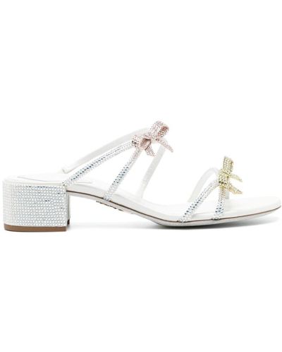Rene Caovilla Caterina 40mm Bow-embellished Sandals - White