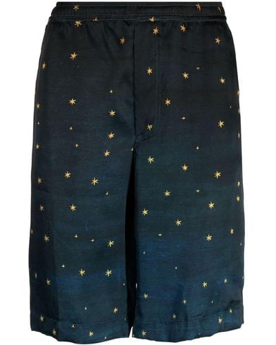 Endless Joy Zodiac Silk Knee-length Shorts - Blue