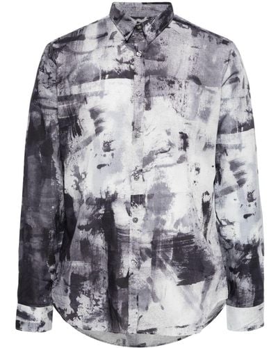 Paul Smith Abstract-print Cotton Shirt - Grey