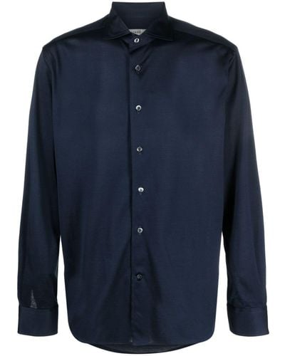 Corneliani Classic-collar Cotton Shirt - Blue
