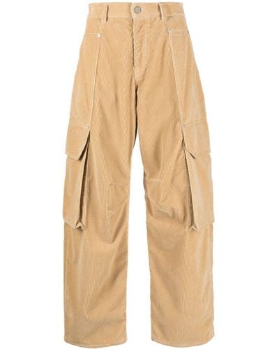 Palm Angels Pantalon en velours côtelé à poches cargo - Neutre