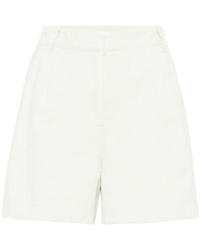 Brunello Cucinelli Pleat-detail High-waisted Shorts - White