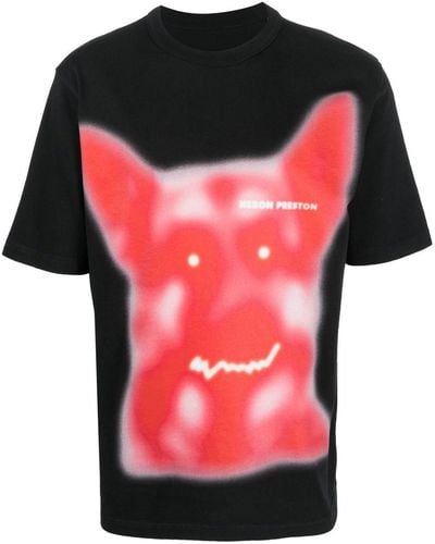 Heron Preston T-shirt à imprimé Beware of Dog - Rouge