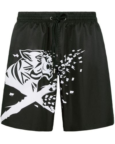 Philipp Plein Tiger Print Swim Shorts - Black
