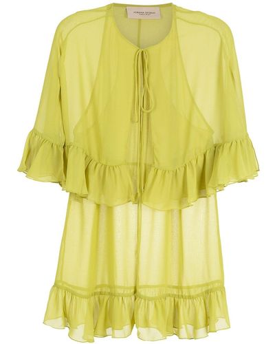 Adriana Degreas Tie-fastening Flared Blouse - Yellow