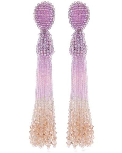 Oscar de la Renta Beaded Ombre Clip-on Earrings - Pink