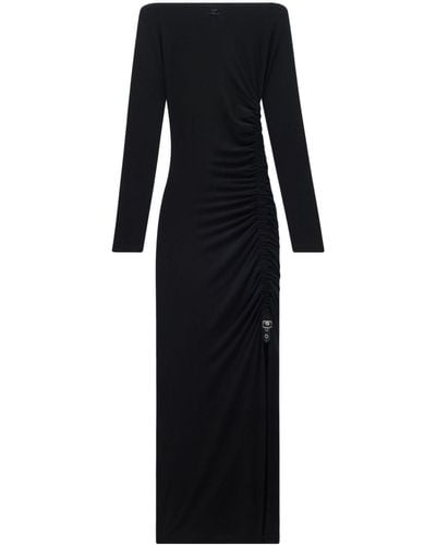 Courreges Gather Crepe Jersey Long Dress - Black