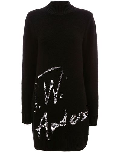 JW Anderson Sequins-logo Knitted Minidress - Black